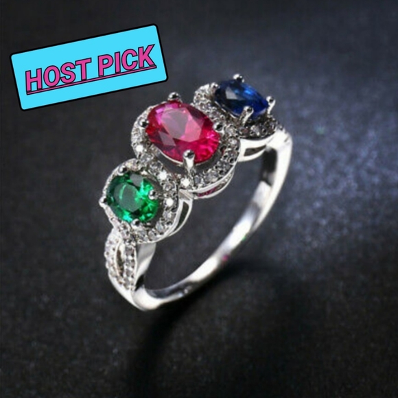 Boutique Designed Jewelry - HOST PICK Sapphire & Emerald Tiered Silver Ring